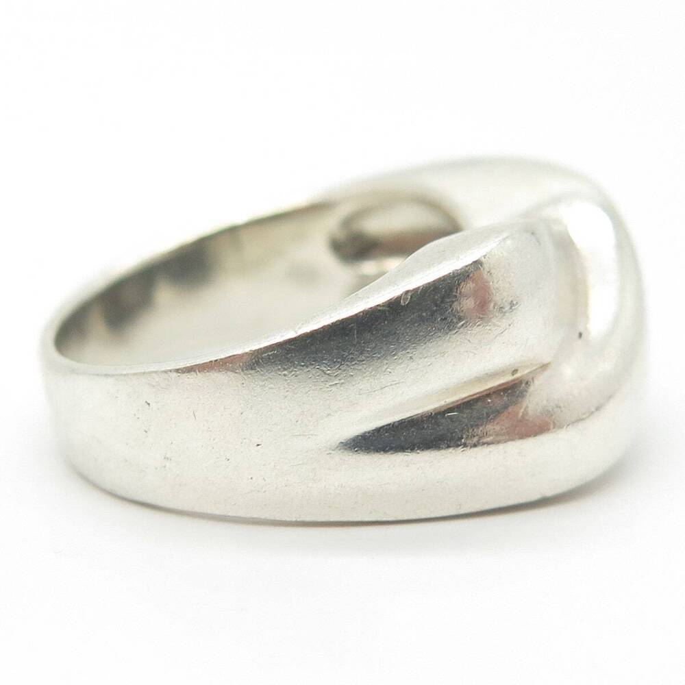 925 Sterling Silver Vintage Wide Crisscross Cocktail Ring Size 8.25 - Picture 4 of 8
